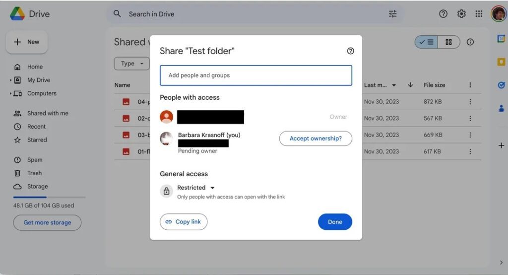 How to Change Ownership of a Google Driver Folder or File