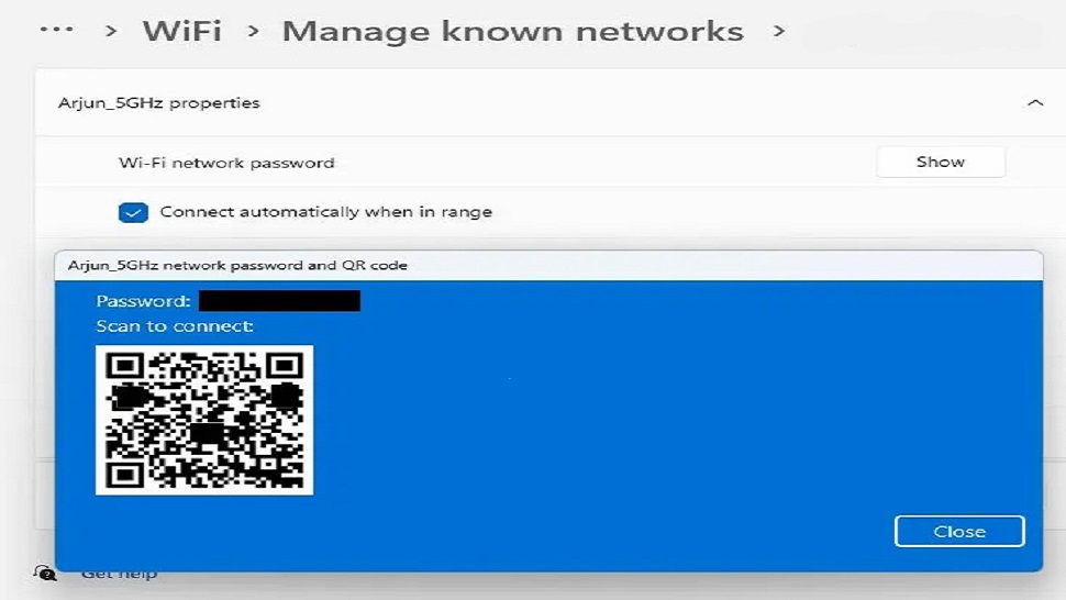 QR code for internet connection