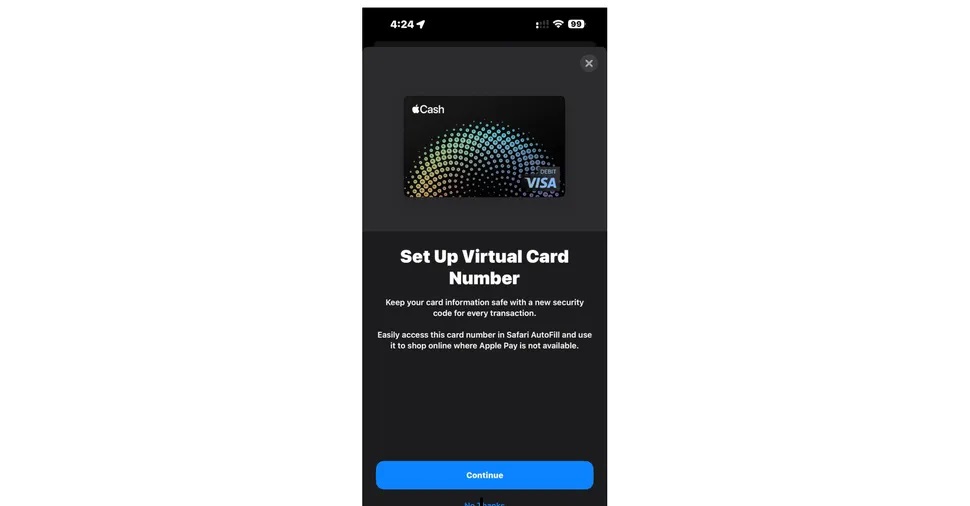 iOS 17.4 Virtual card numbers for Apple Cash